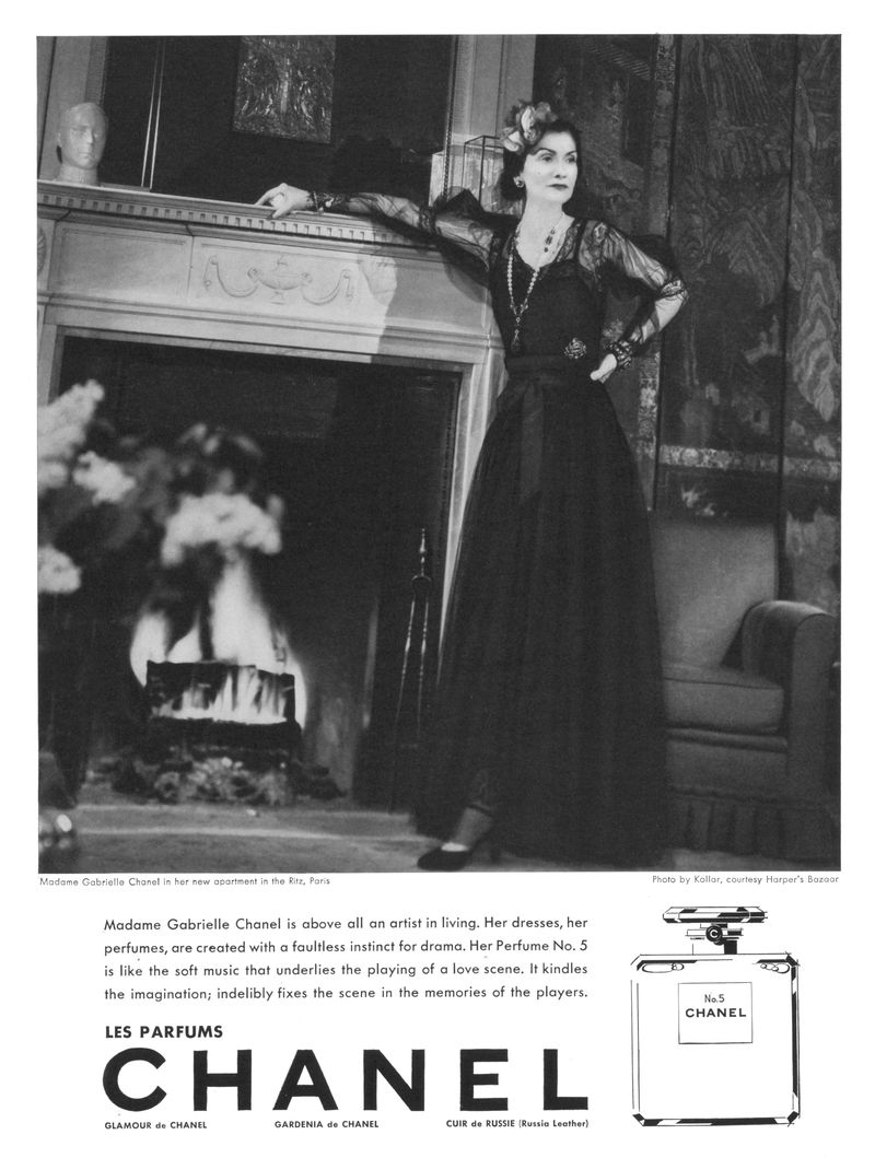 Coco Chanel publicité Chanel N°5 1937 Esprit de Gabrielle espritdegabrielle.com