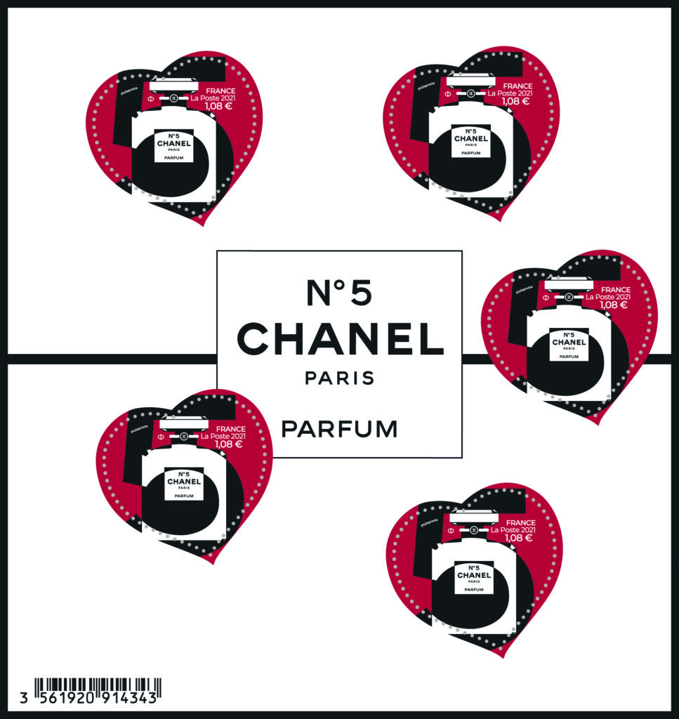 Deux Timbres Chanel Emis En Fevrier 2021 Pour Le Centenaire Du N 5 Esprit De Gabrielle