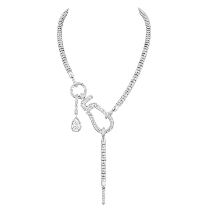 Collier SPORTY 5 en or blanc et diamants avec un diamant taille poire 5,55 cts D FL - Chanel