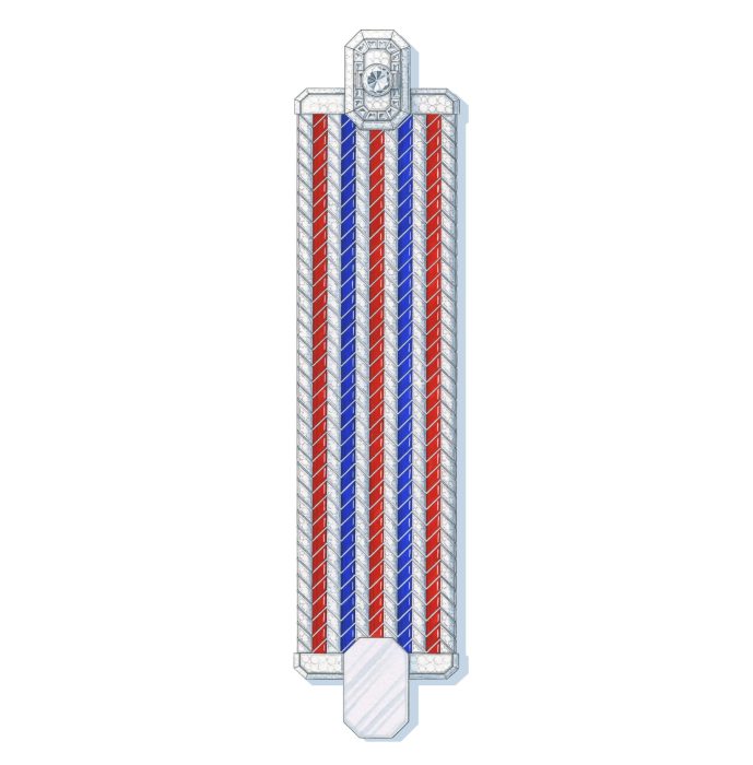 Manchette GRAPHIC LINE en or blanc, diamants, laque rouge et bleue, avec un diamant taille brillant 1,50 cts DEF IF-VVS - Chanel